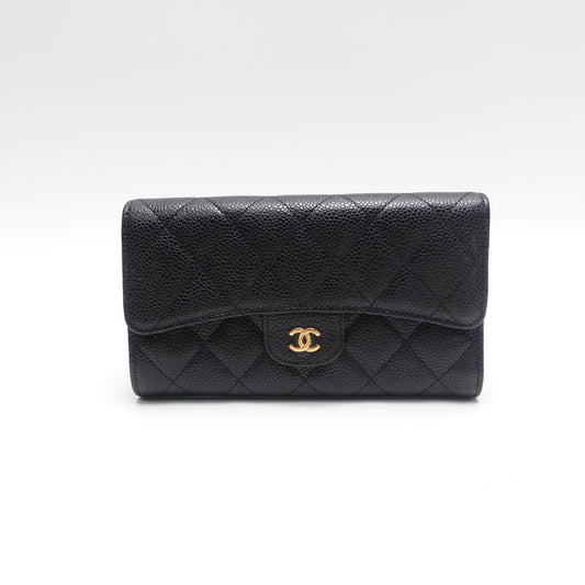 Pre-Owned Chanel Black Caviar Wallet T10452851