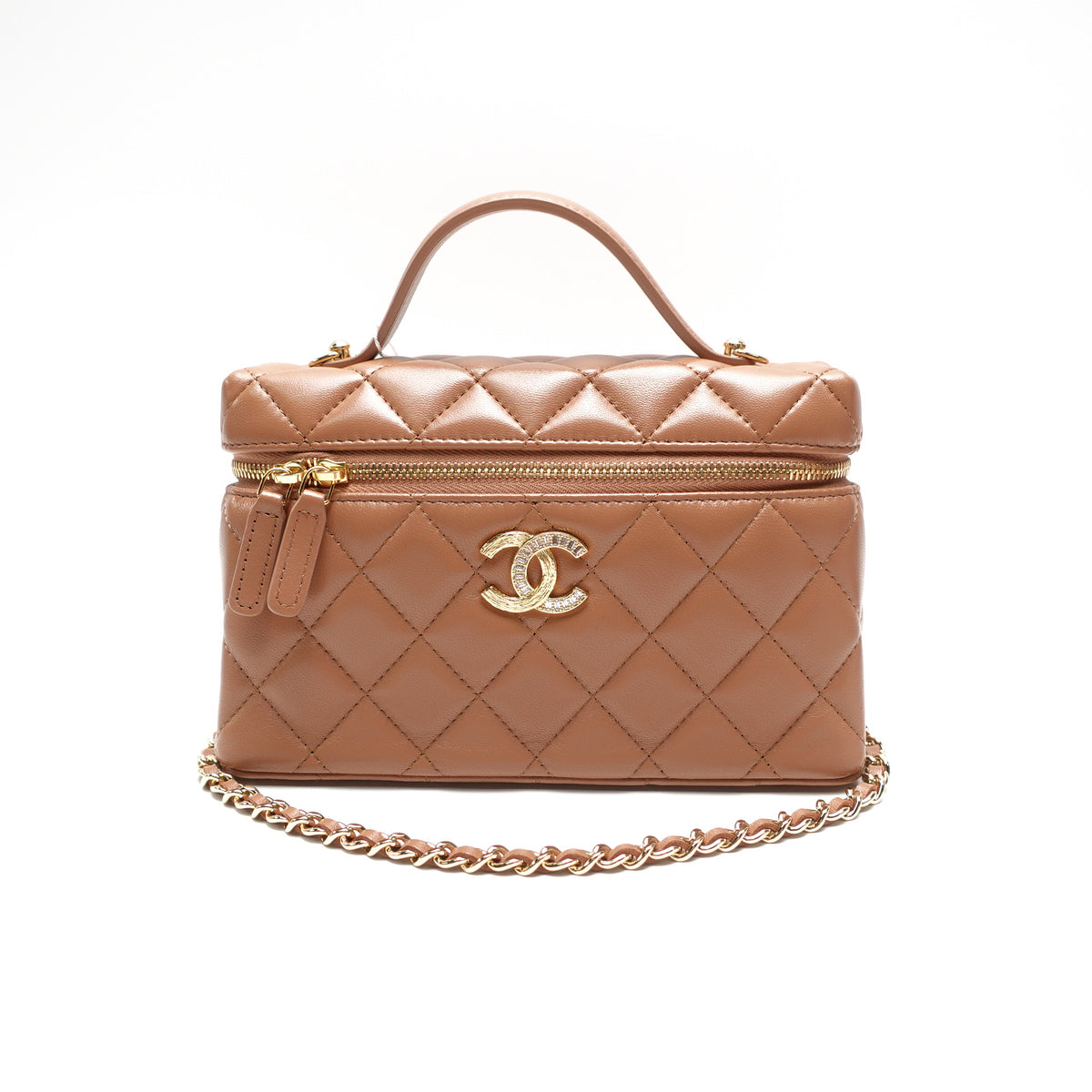 Pre-Owned Chanel Brown Lambskin Leather Shoulder Bag T10453047