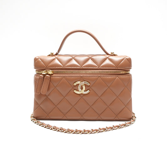 Pre-Owned Chanel Brown Lambskin Leather Shoulder Bag T10453047