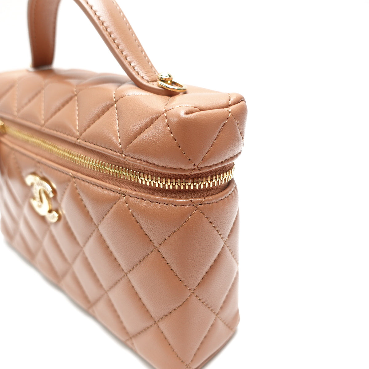 Pre-Owned Chanel Brown Lambskin Leather Shoulder Bag T10453047
