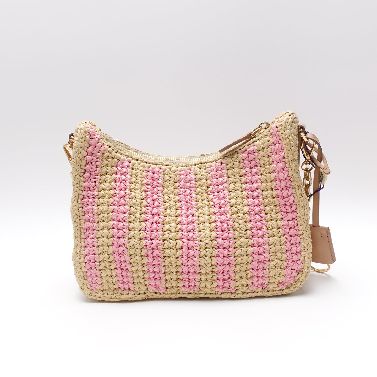 Prada Re-Edition 2005 Pink&Yellow Raffia Shoulder Bag T10456822