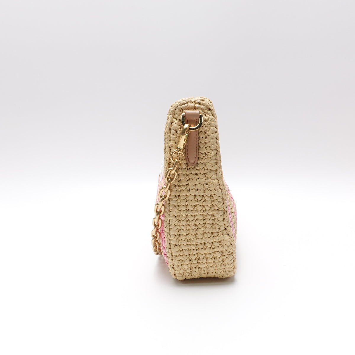 Prada Re-Edition 2005 Pink&Yellow Raffia Shoulder Bag T10456822