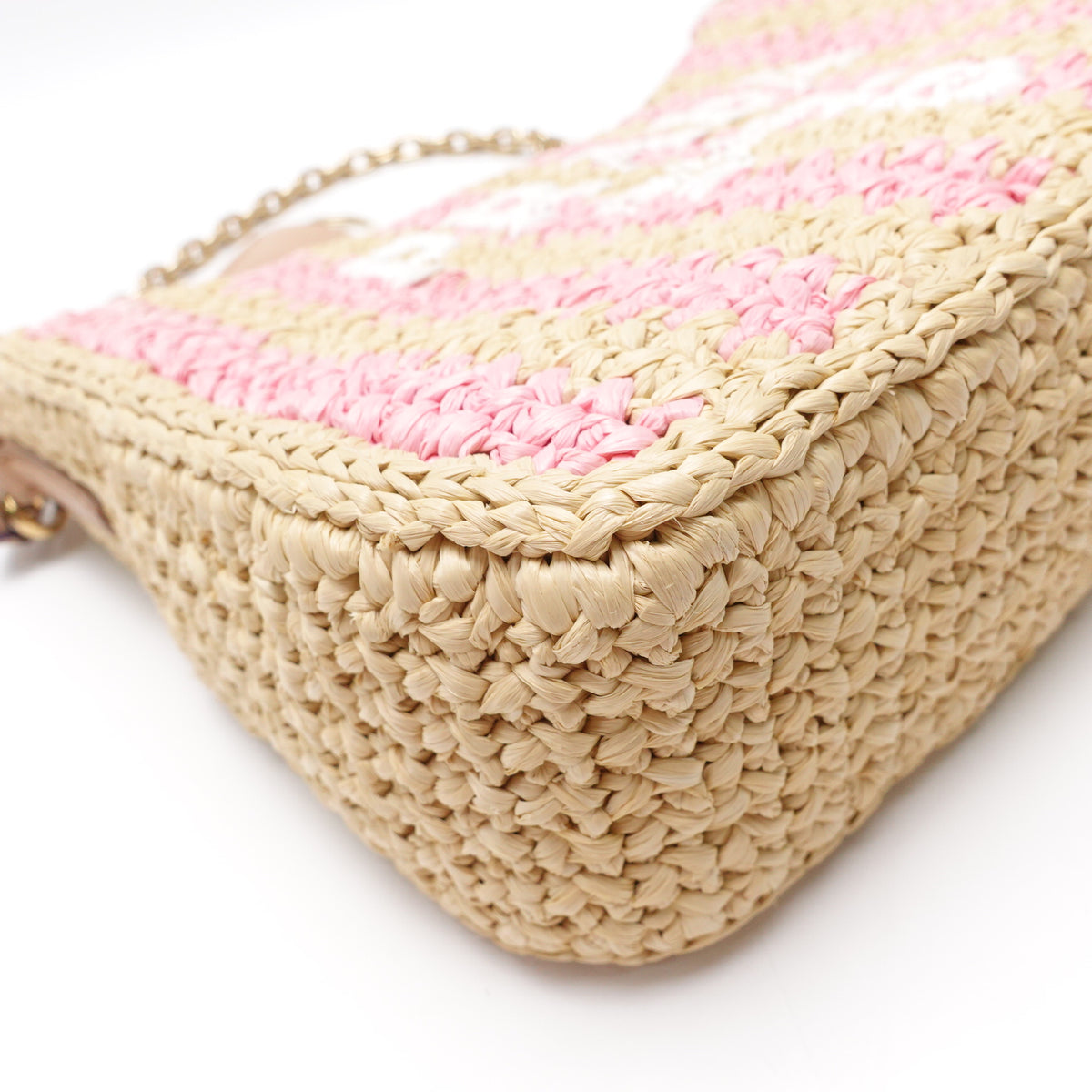 Prada Re-Edition 2005 Pink&Yellow Raffia Shoulder Bag T10456822