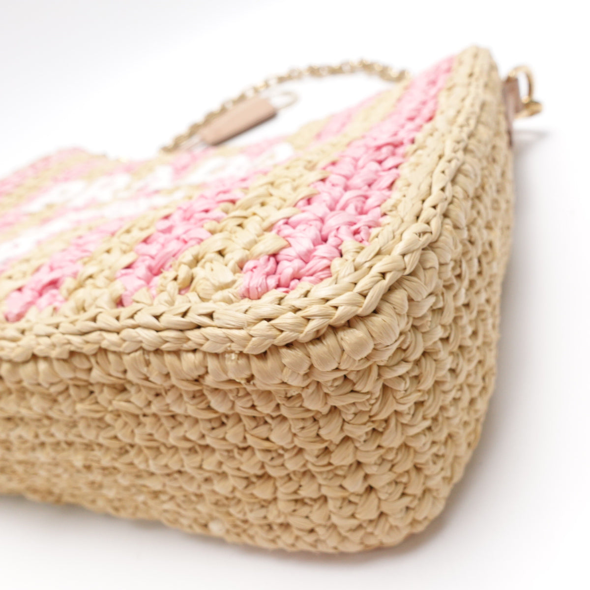 Prada Re-Edition 2005 Pink&Yellow Raffia Shoulder Bag T10456822