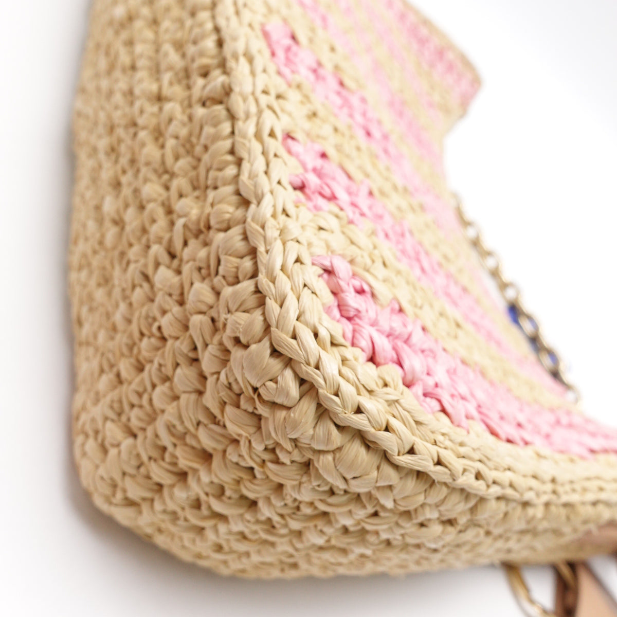 Prada Re-Edition 2005 Pink&Yellow Raffia Shoulder Bag T10456822