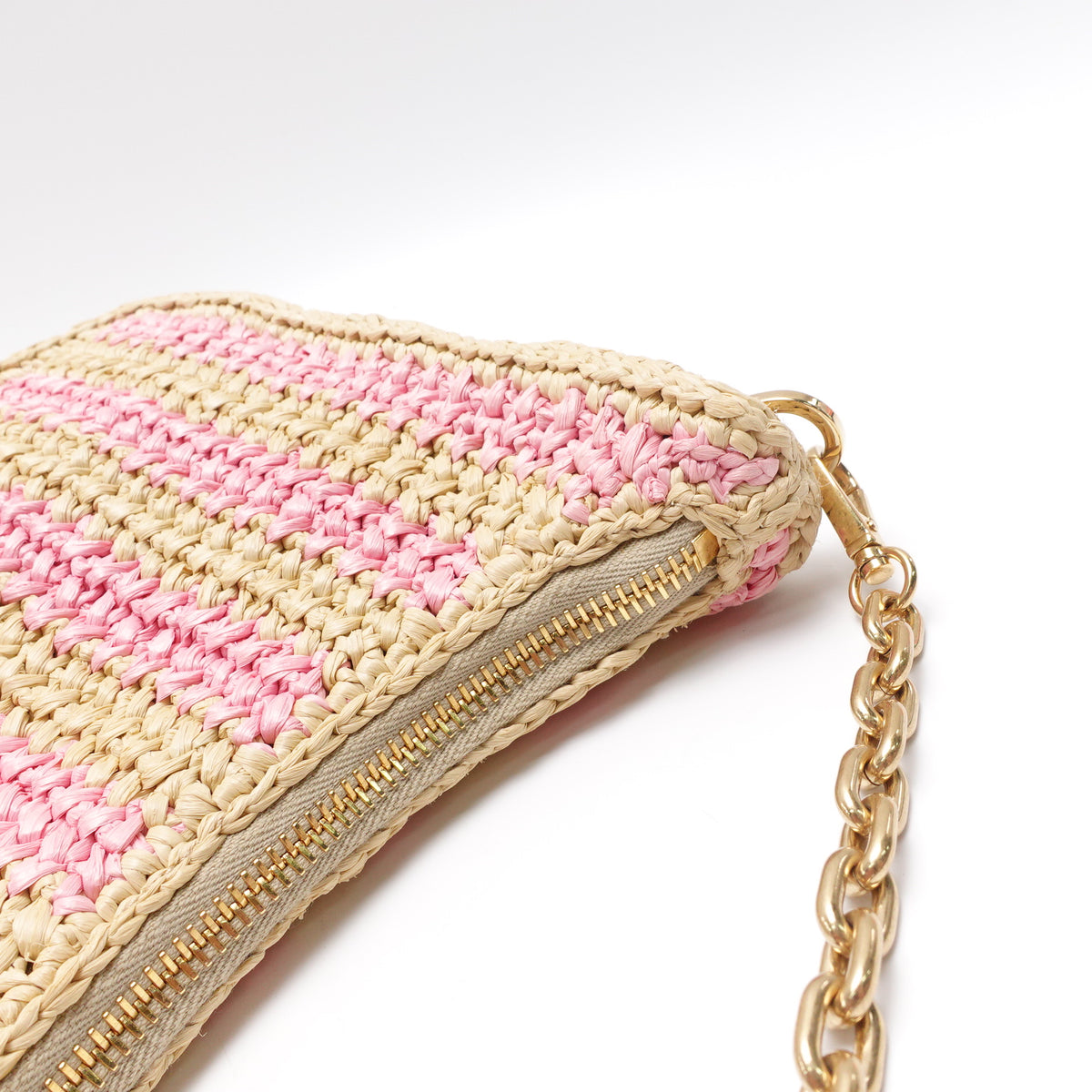 Prada Re-Edition 2005 Pink&Yellow Raffia Shoulder Bag T10456822