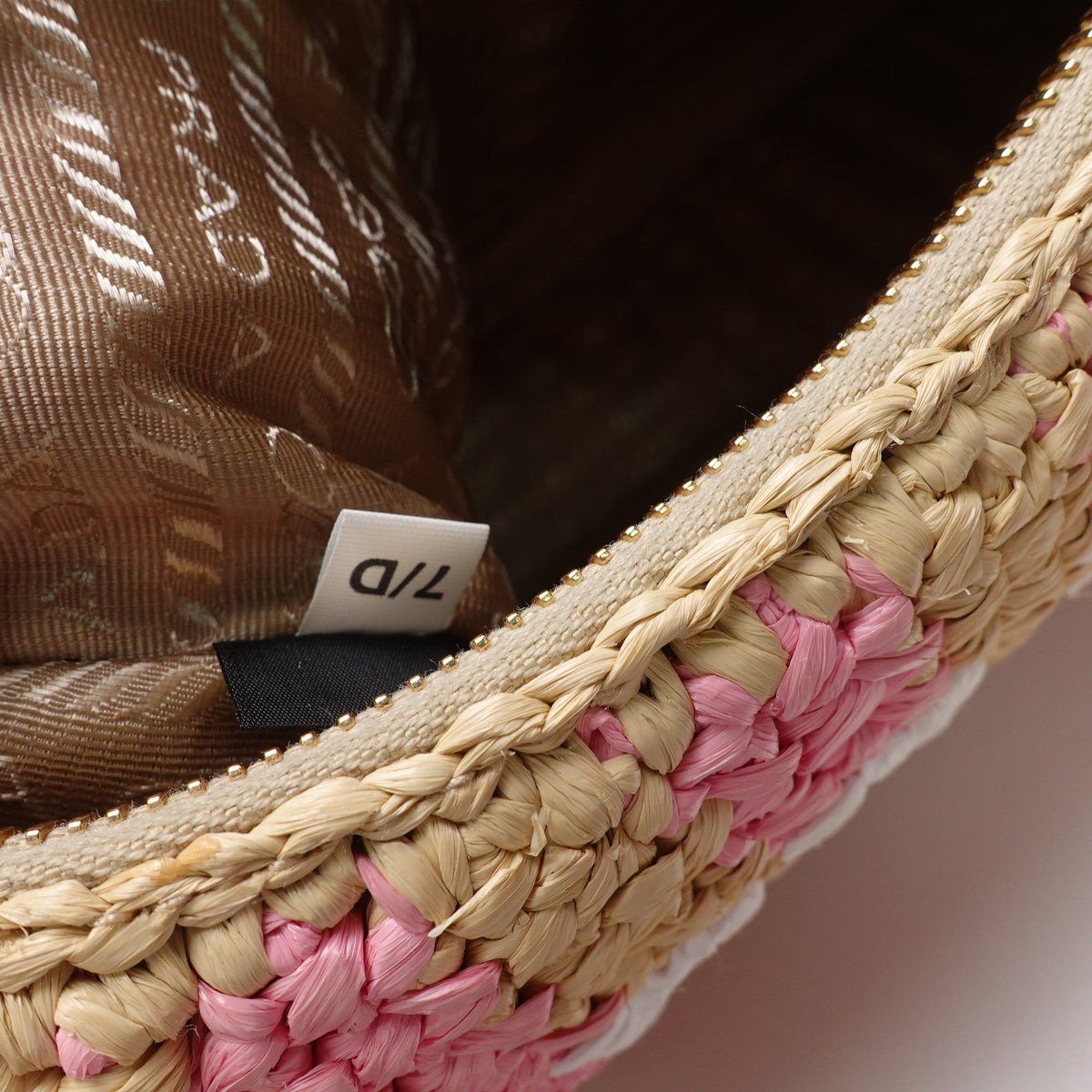 Prada Re-Edition 2005 Pink&Yellow Raffia Shoulder Bag T10456822