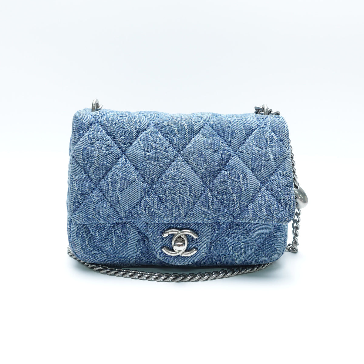 Pre-Owned Chanel Classic Flap Square Mini Blue Denim Shoulder Bag T10459035