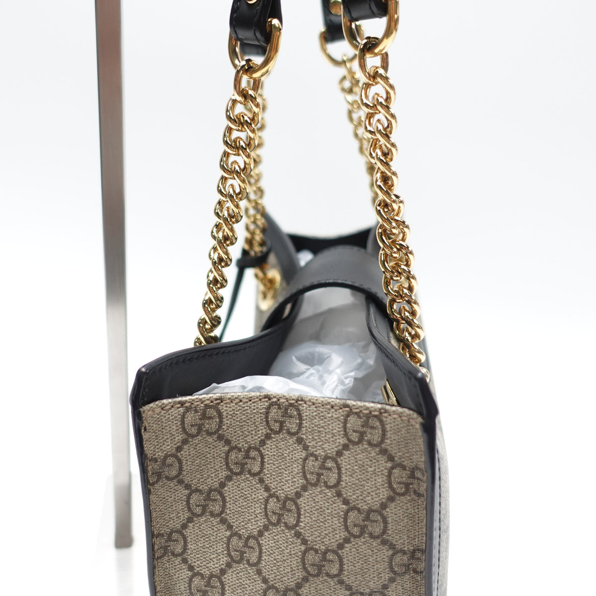 Pre-Owned Gucci Padlock Black&Beige Canvas Shoulder Bag T10460383