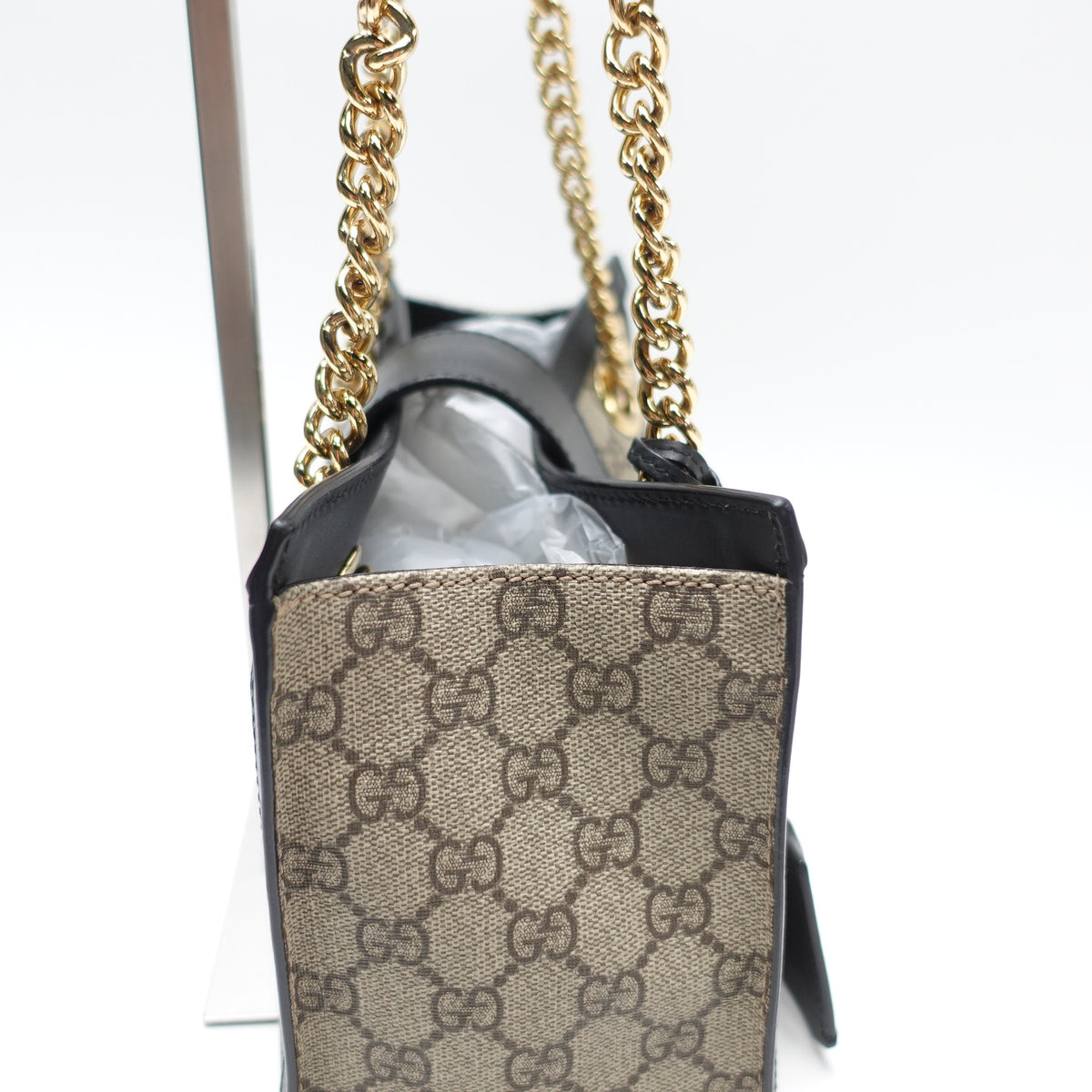 Pre-Owned Gucci Padlock Black&Beige Canvas Shoulder Bag T10460383