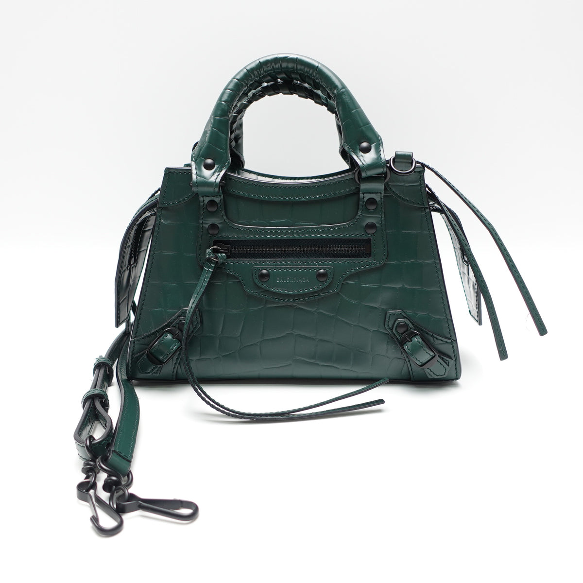 Pre-Owned Balengiaga Neo Classic Green Calfskin Leather Shoulder Bag T10461624