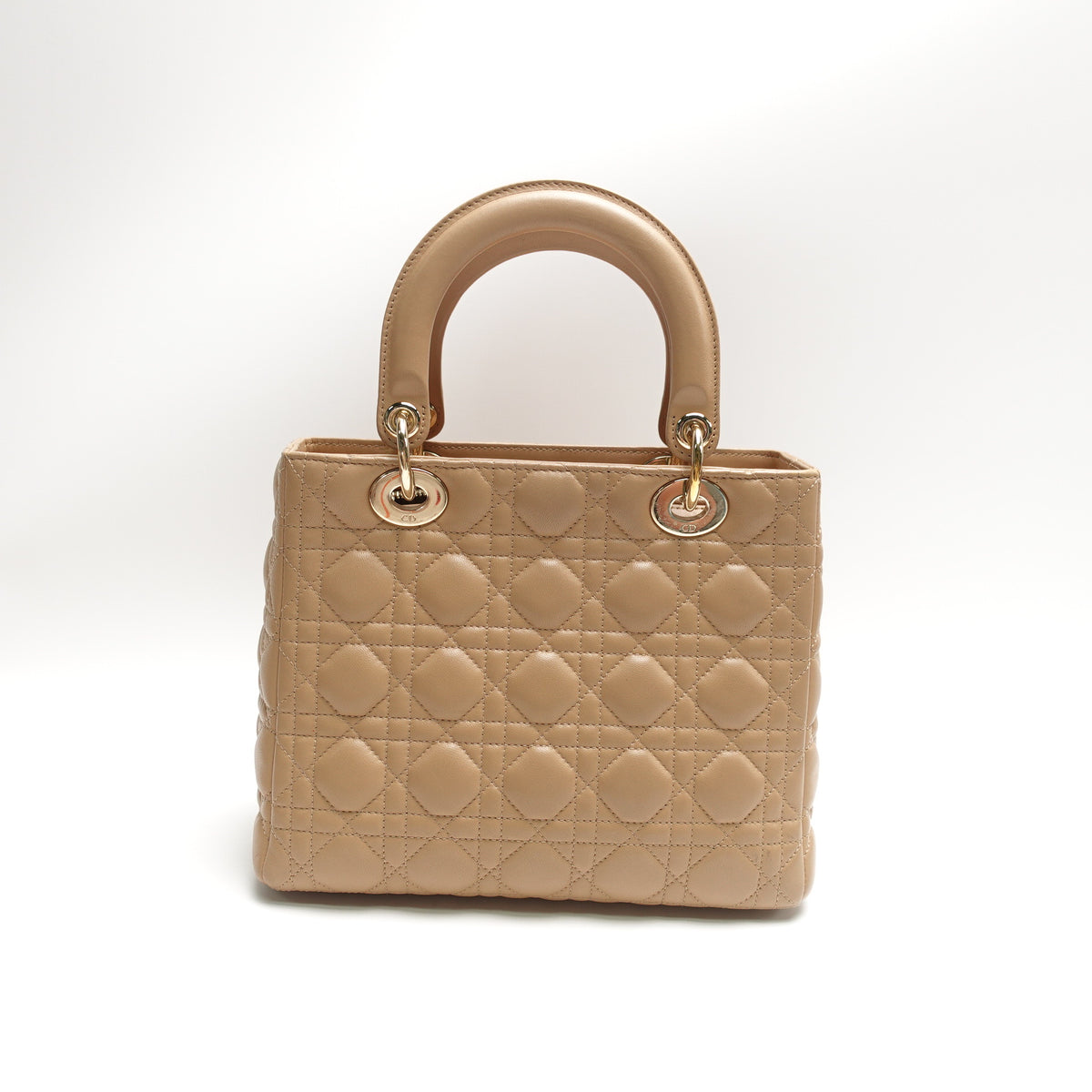 Pre-Owned Dior Lady Medium Brown Lambskin Leather Shoulder Bag T10462698