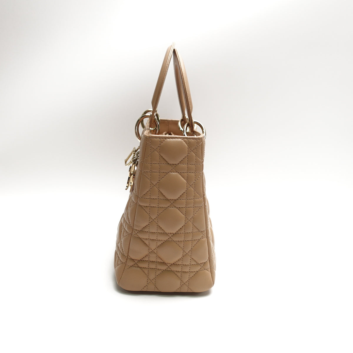 Pre-Owned Dior Lady Medium Brown Lambskin Leather Shoulder Bag T10462698