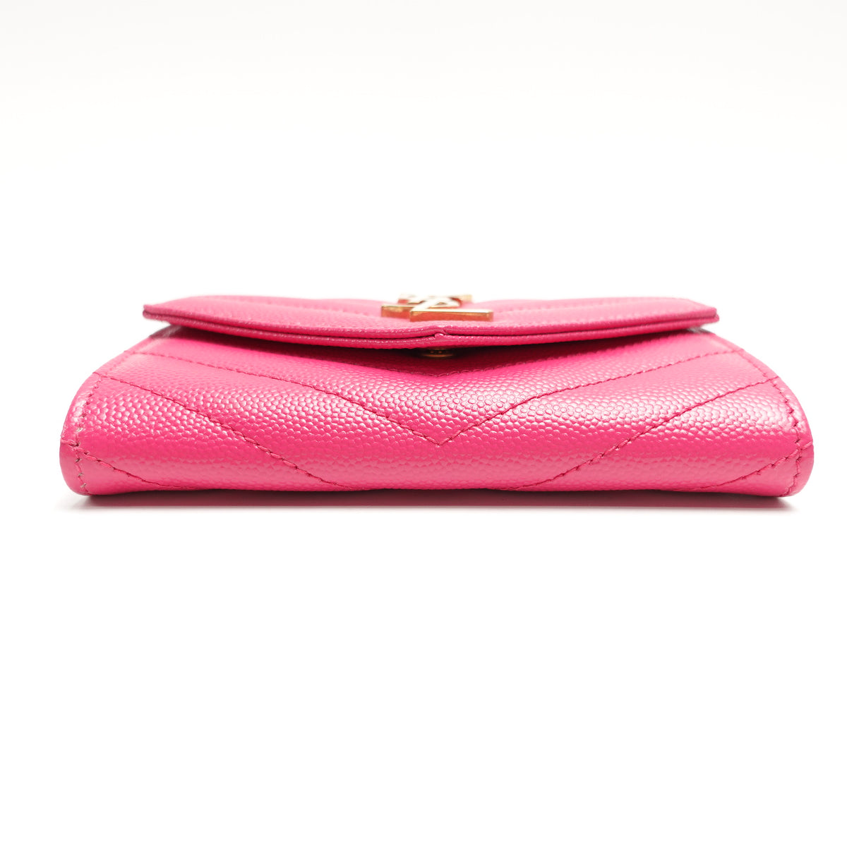 Pre-Owned Saint Laurent Le Monogram Me Fuchsia Calfskin Leather Wallet T10462841