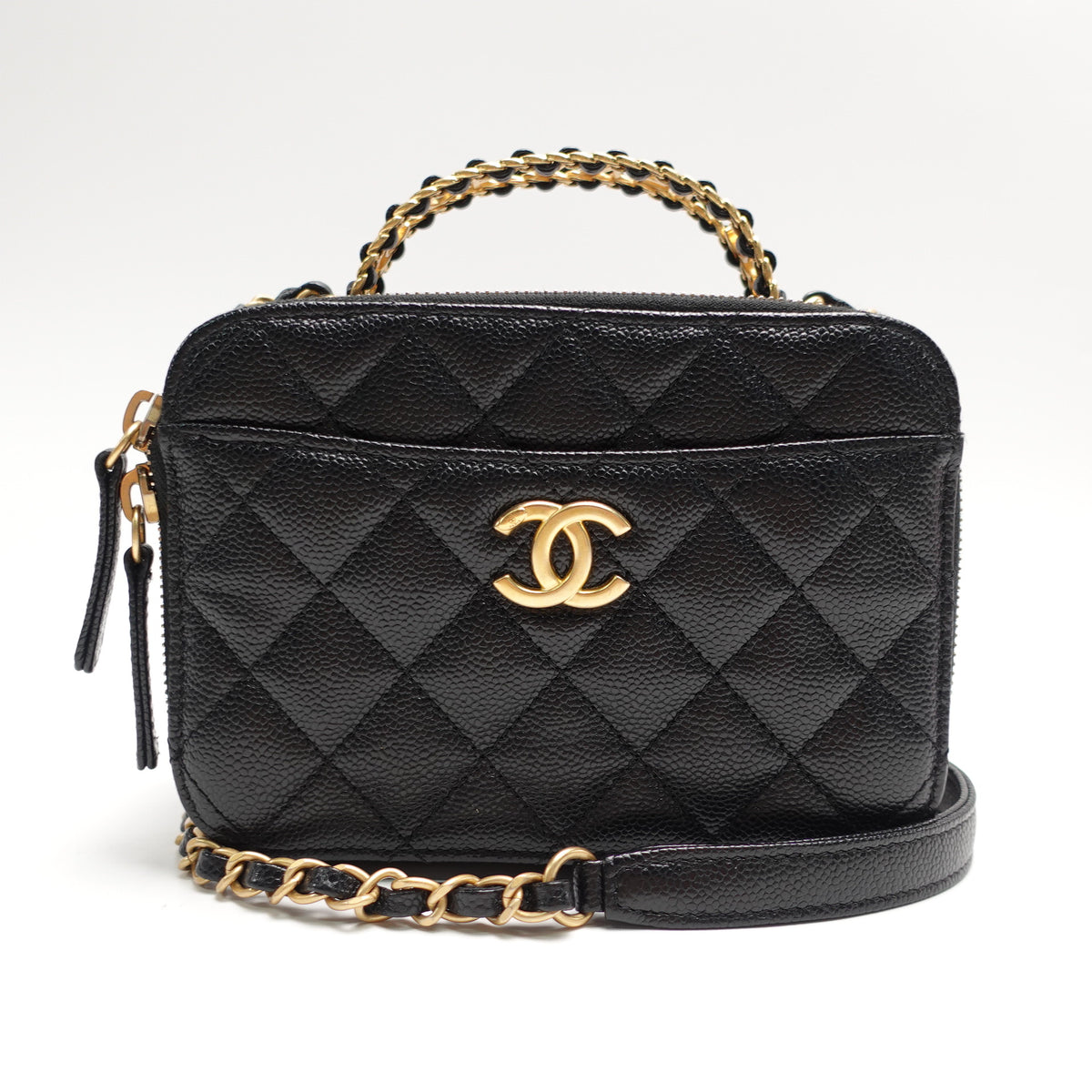 Pre-Owned Chanel Black Caviar Shoulder Bag T10463907