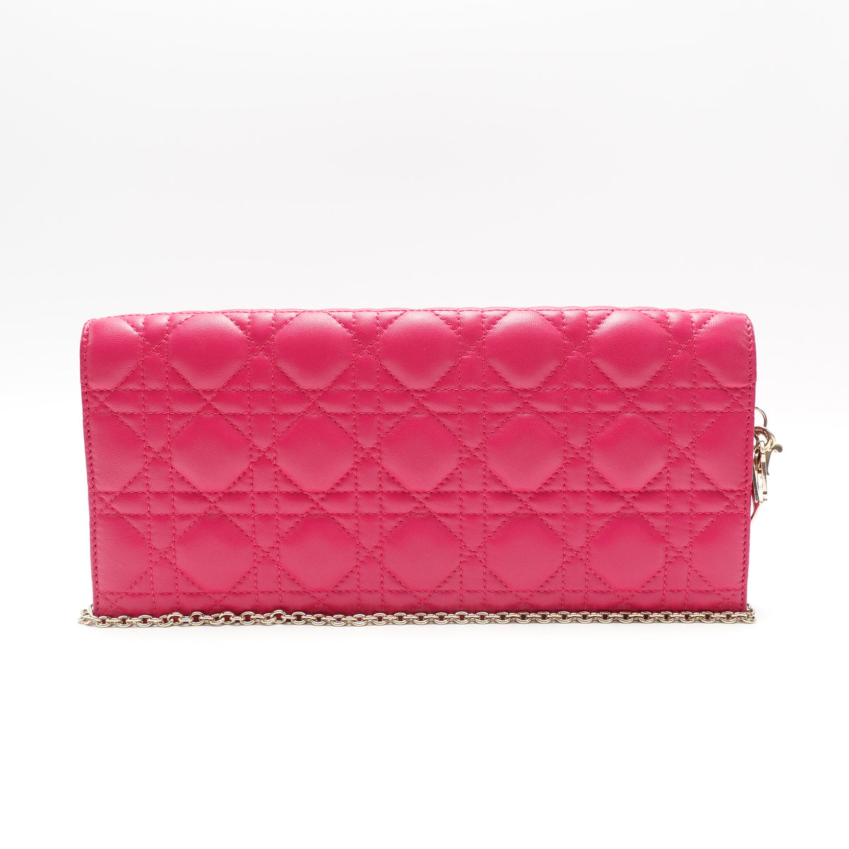 Pre-Owned Dior Lady Fuchsia Lambskin Leather Woc Bag T10464259