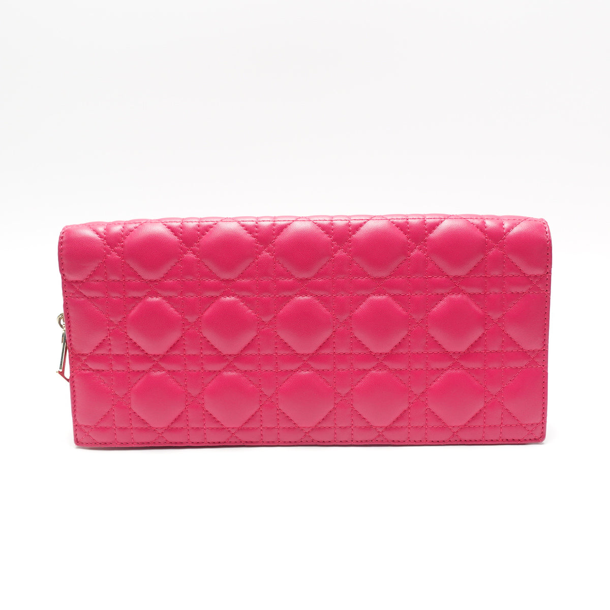 Pre-Owned Dior Lady Fuchsia Lambskin Leather Woc Bag T10464259