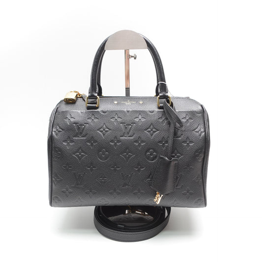 Pre-Owned Louis Vuitton Speedy 25 Black Calfskin Leather Shoulder Bag T10463663
