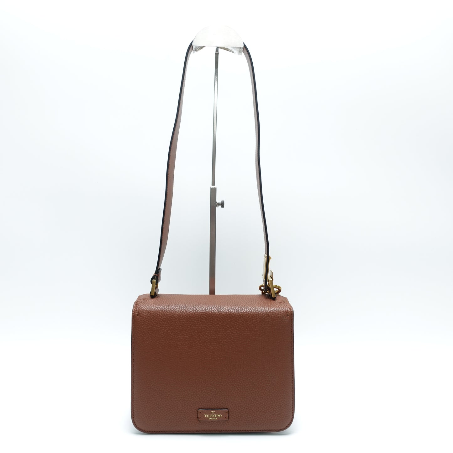 Pre-Owned Valentino Vlogo Signature Brown Calfskin Leather Shoulder Bag T10464422