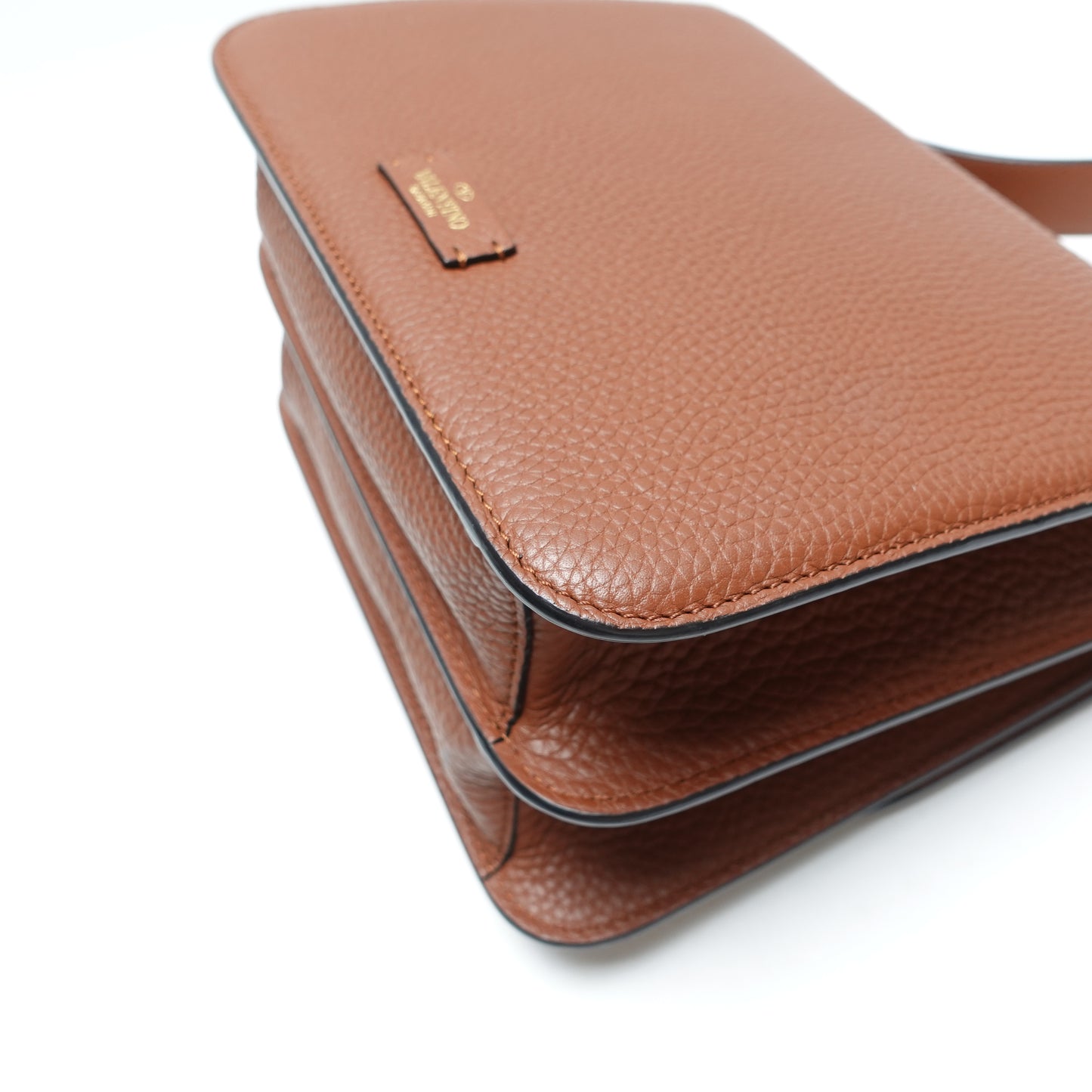 Pre-Owned Valentino Vlogo Signature Brown Calfskin Leather Shoulder Bag T10464422