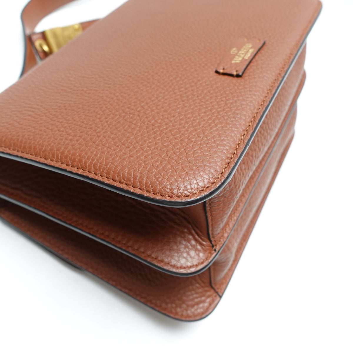 Pre-Owned Valentino Vlogo Signature Brown Calfskin Leather Shoulder Bag T10464422