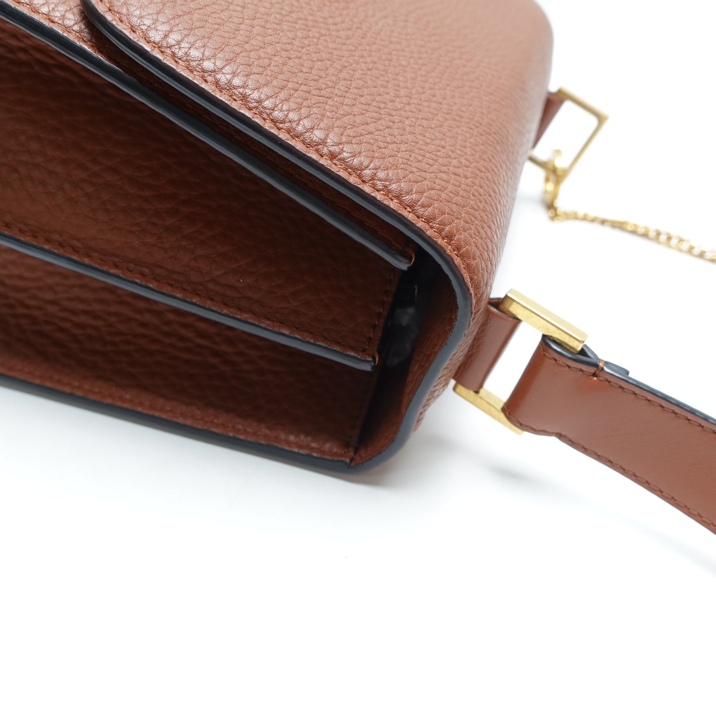 Pre-Owned Valentino Vlogo Signature Brown Calfskin Leather Shoulder Bag T10464422