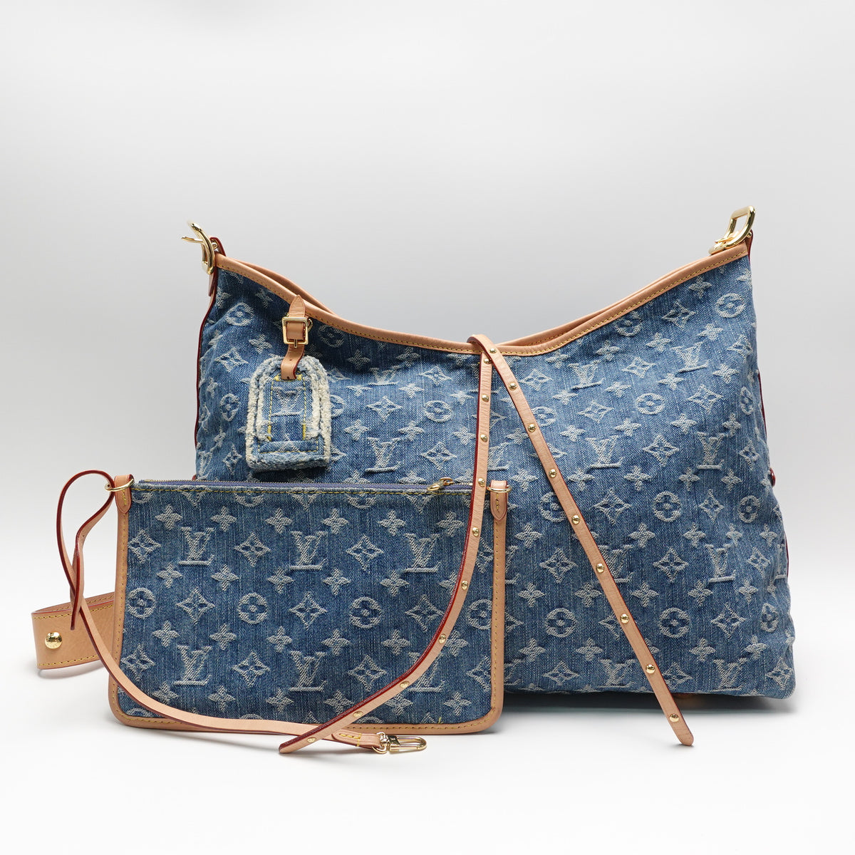 Pre-Owned Louis Vuitton Carryall W/P Blue Denim Shoulder Bag T10464424
