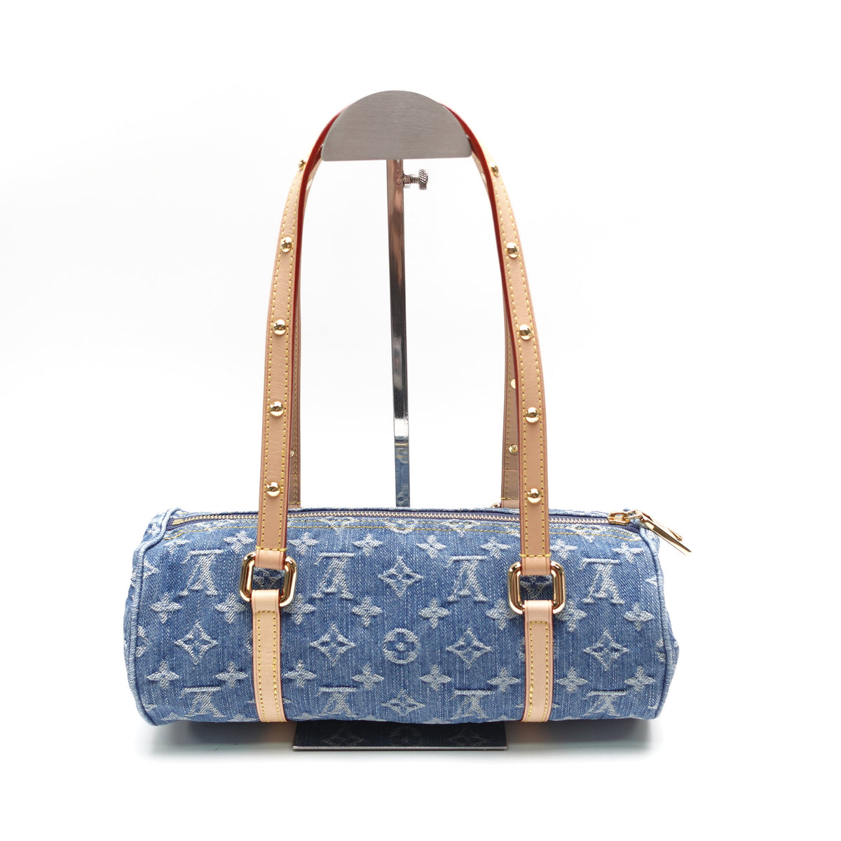 Pre-Owned Louis Vuitton Papillon Blue Denim W/Pouch Shoulder Bag T10465503