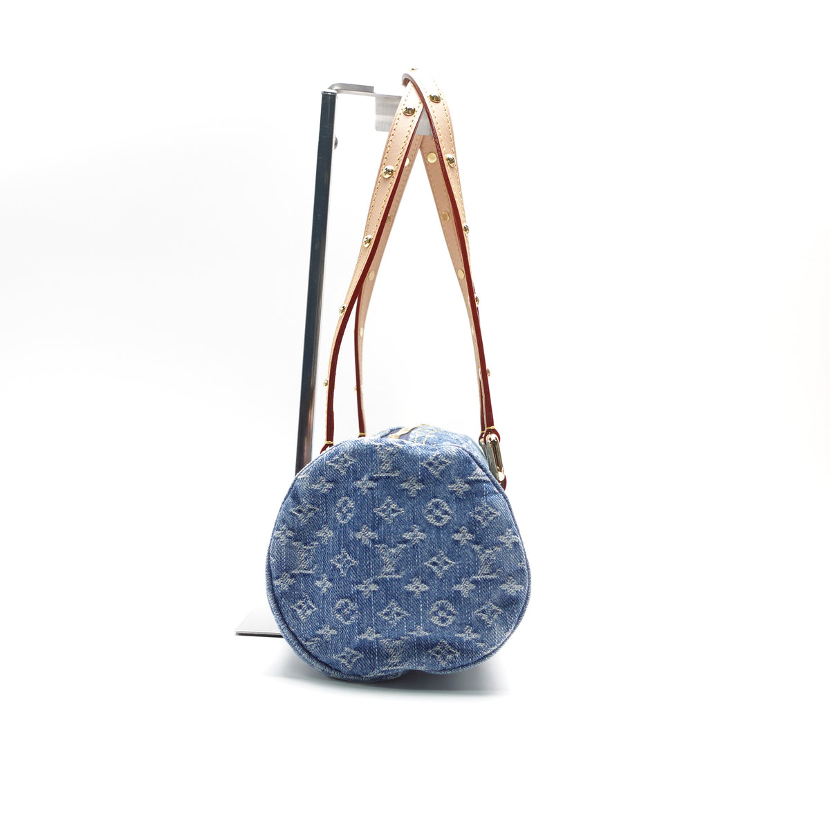 Pre-Owned Louis Vuitton Papillon Blue Denim W/Pouch Shoulder Bag T10465503
