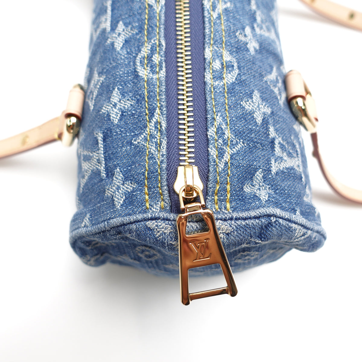 Pre-Owned Louis Vuitton Papillon Blue Denim W/Pouch Shoulder Bag T10465503