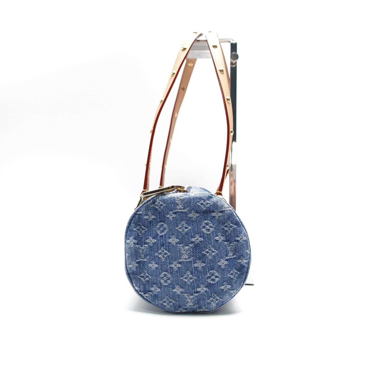 Pre-Owned Louis Vuitton Papillon Blue Denim W/Pouch Shoulder Bag T10465503