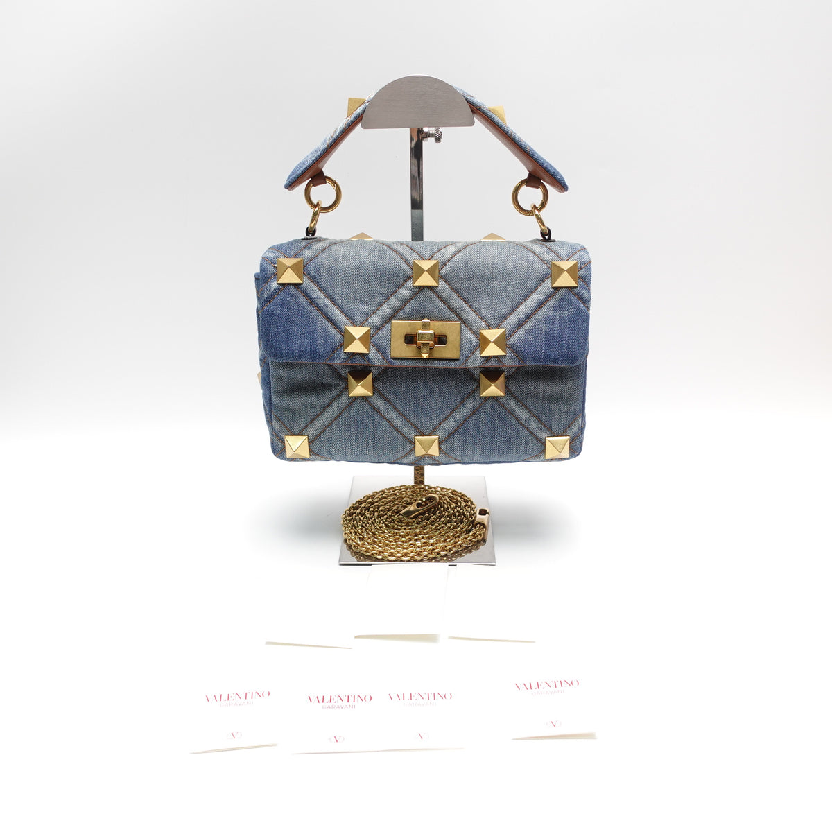 Pre-Owned Pre-Owned Valentino Roman Stud Brown Wool Shoulder Bag T10443869