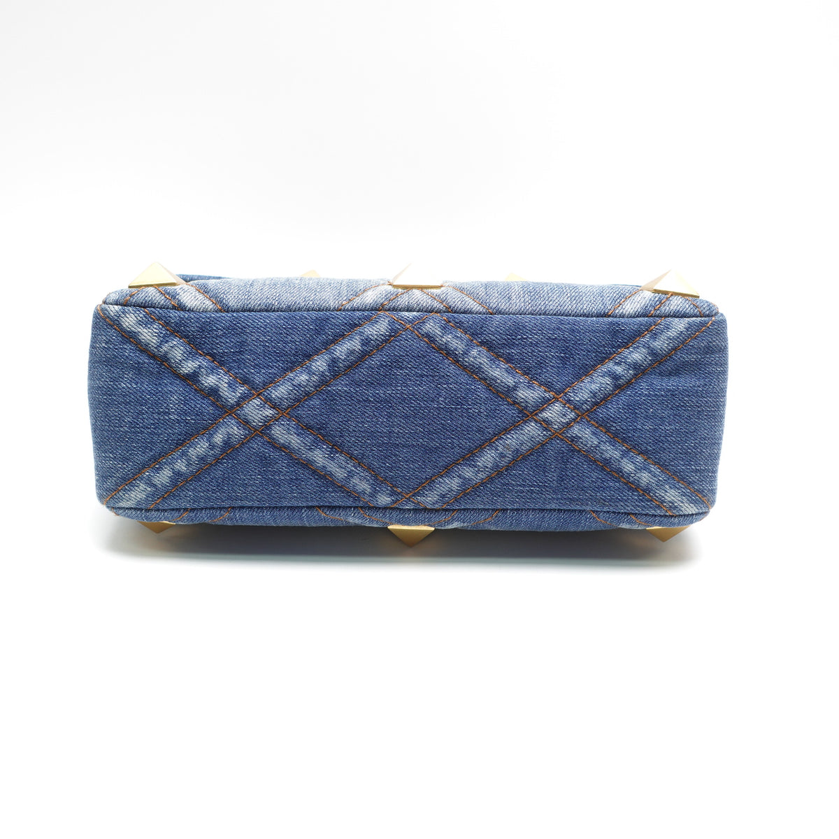 Pre-Owned Valentino Roman Stud Blue Denim Shoulder Bag T10466357