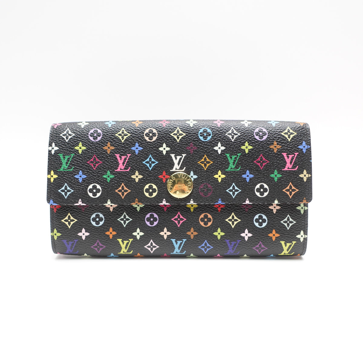 Pre-Owned Louis Vuitton Sarah Black Multicolor Coated Canvas Wallet T10466152