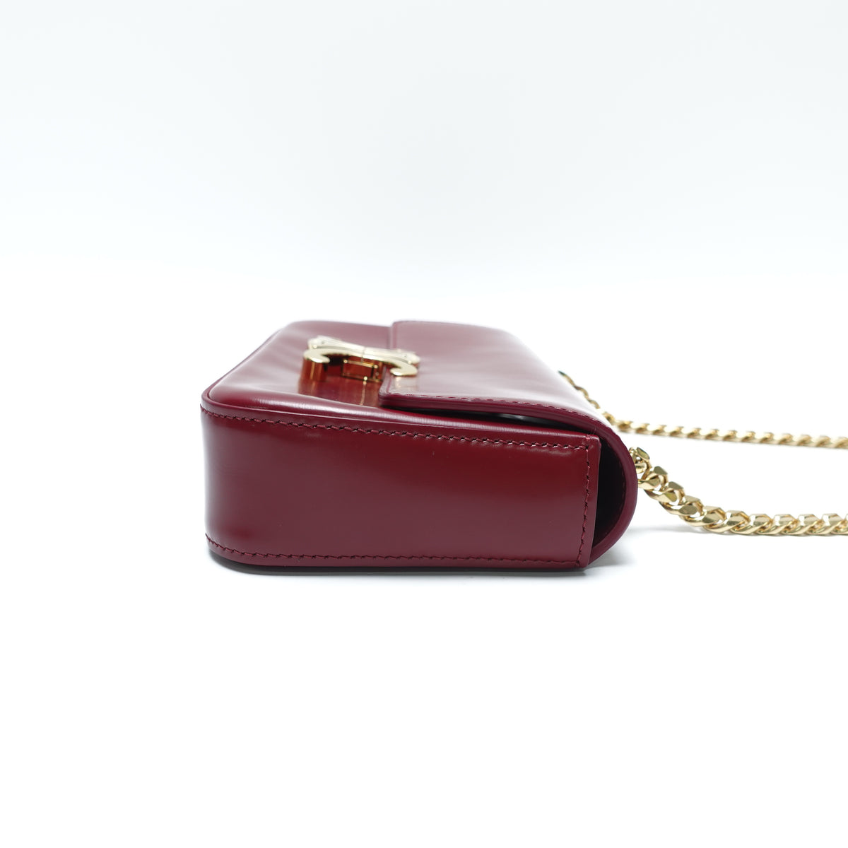 Pre-Owned Celine Triomphe Burgundy Calfskin Leather Shoulder Bag T10466629