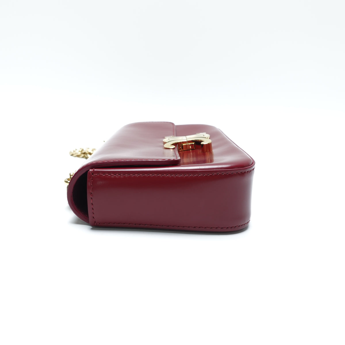 Pre-Owned Celine Triomphe Burgundy Calfskin Leather Shoulder Bag T10466629