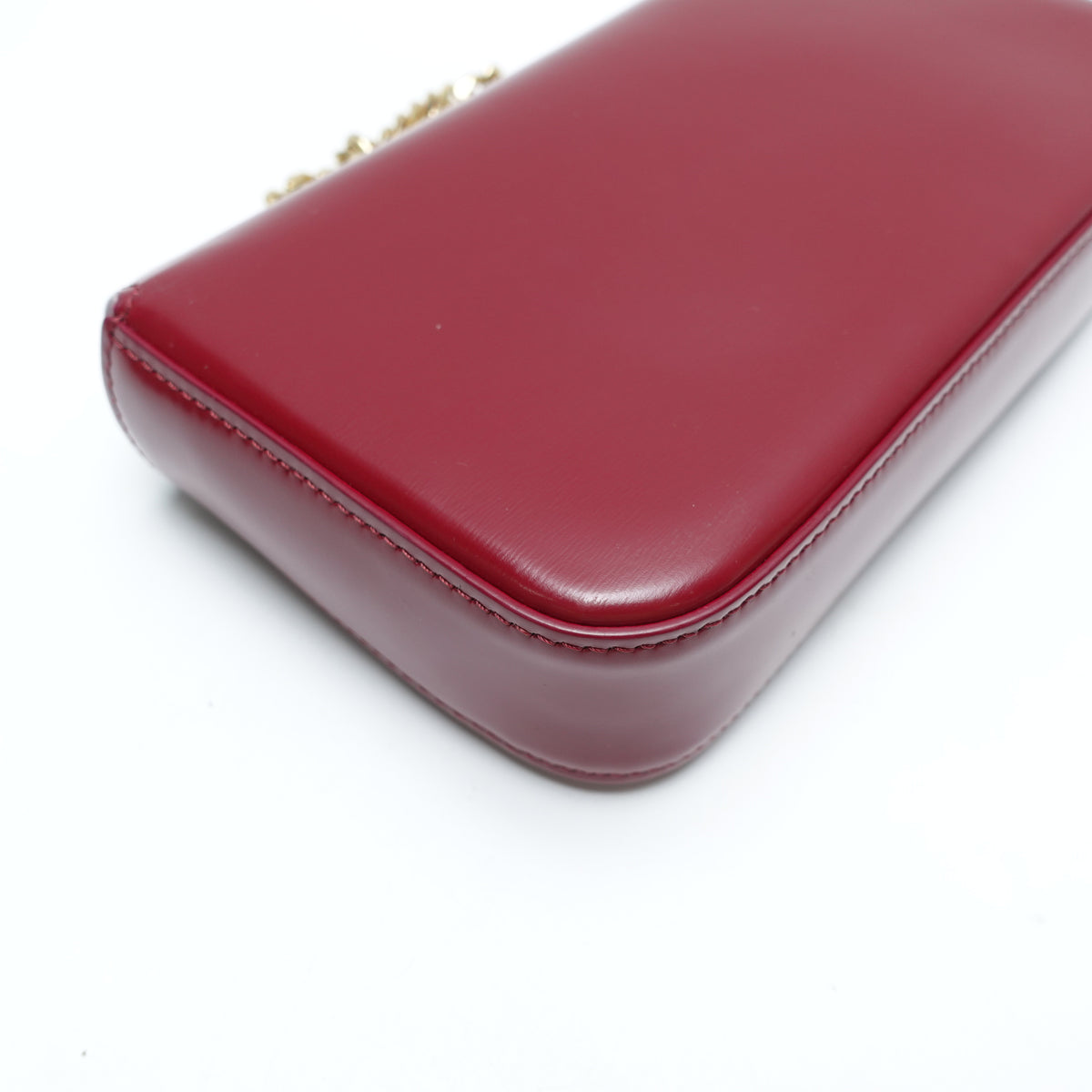 Pre-Owned Celine Triomphe Burgundy Calfskin Leather Shoulder Bag T10466629