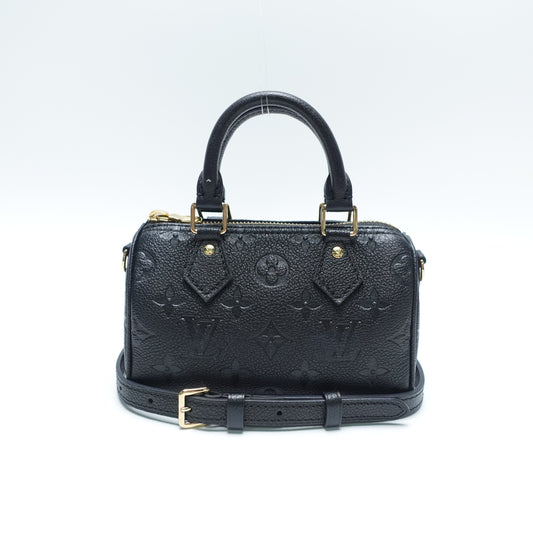 Pre-Owned Louis Vuitton Speedy Nano Black Calfskin Leather Shoulder Bag T10467588