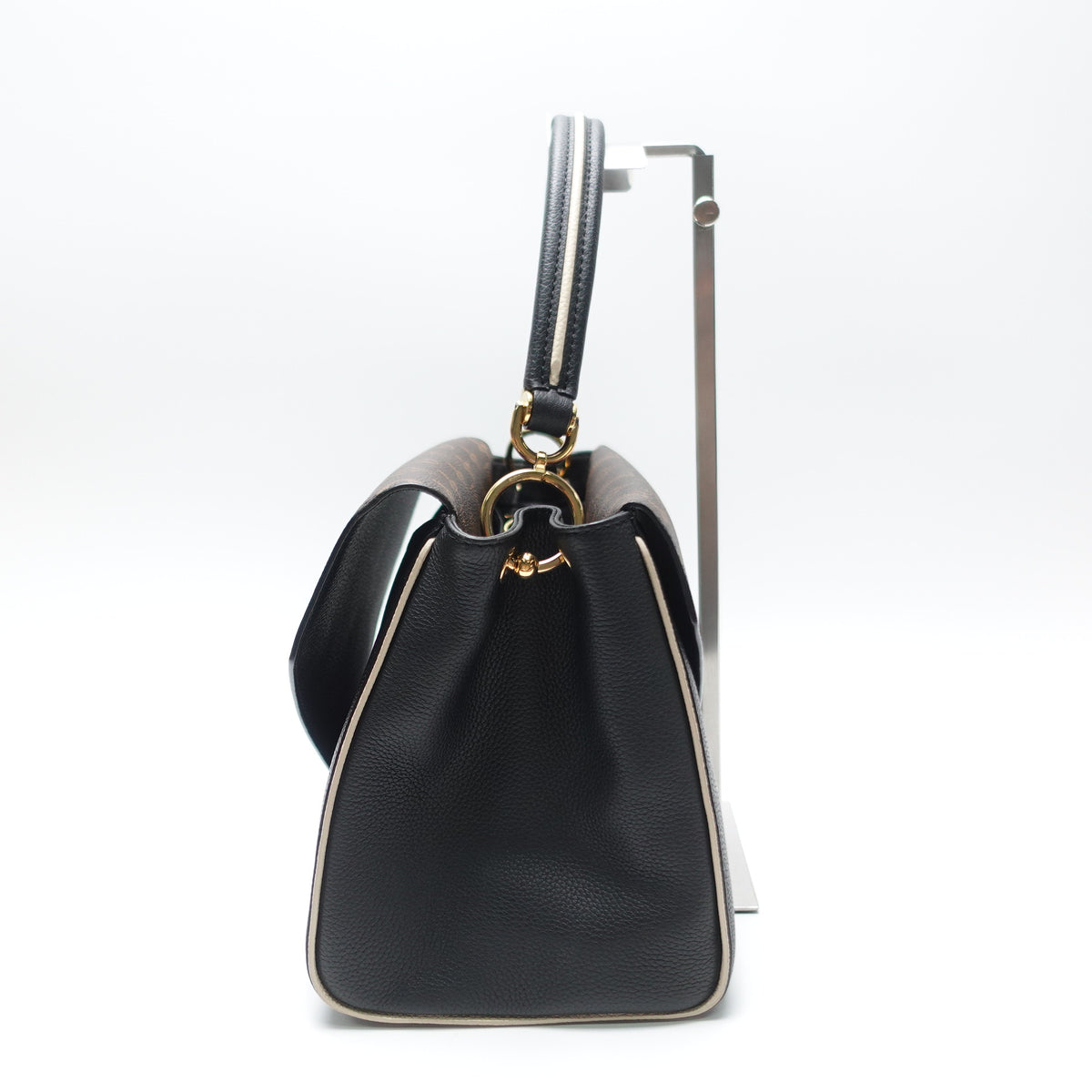 Pre-Owned Louis Vuitton Double V Black&Brown Monnogram Canvas&Calfskin Leather Shoulder Bag T10468134