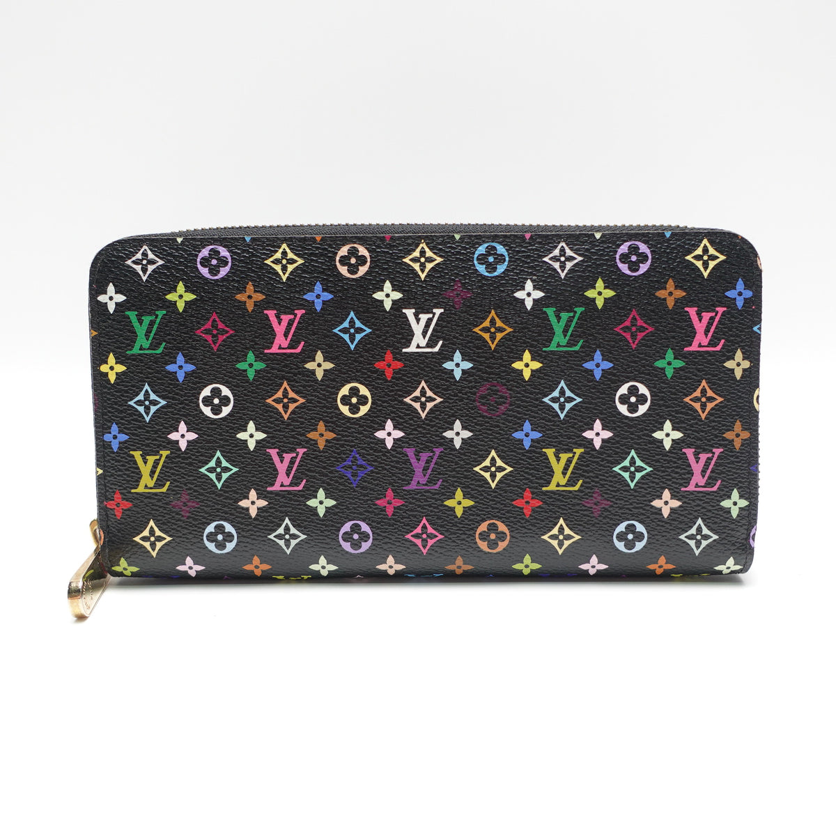 Pre-Owned Louis Vuitton Zippy Black Multicolor Coated Canvas Wallet T10468527