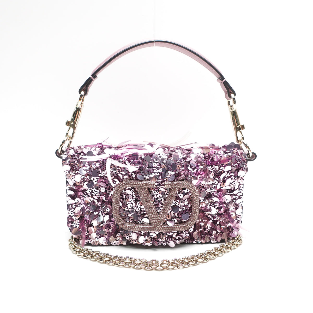 Pre-Owned Valentino Loco Purple Sequin Shoulder Bag T10468843