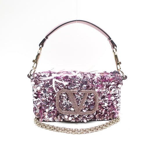 Pre-Owned Valentino Loco Purple Sequin Shoulder Bag T10468843