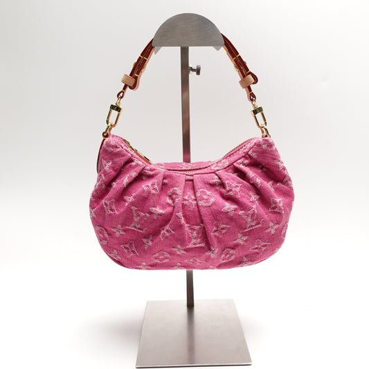 Pre-Owned Louis Vuitton Valley Fuchsia Denim Shoulder Bag T10467898