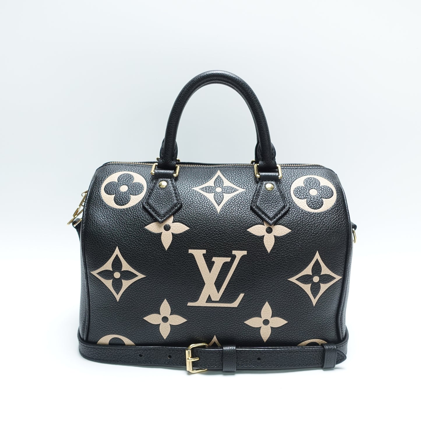 Pre-Owned Louis Vuitton Speedy 25 Bandouliere Black Calfskin Leather Shoulder Bag T10468230