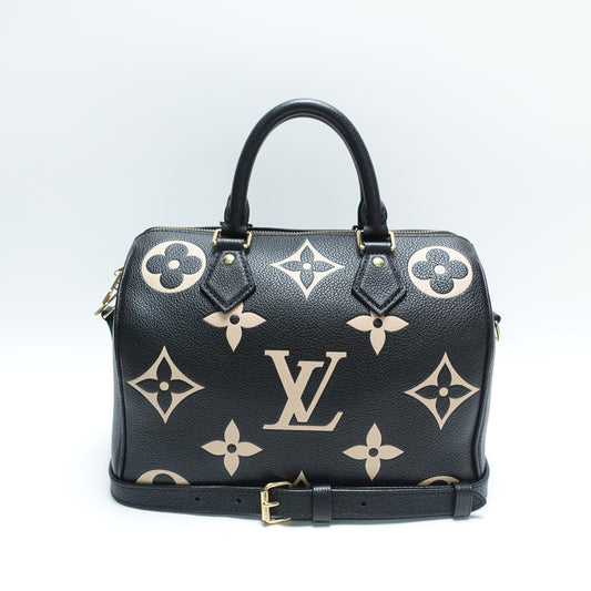 Pre-Owned Louis Vuitton Speedy 25 Bandouliere Black Calfskin Leather Shoulder Bag T10468230