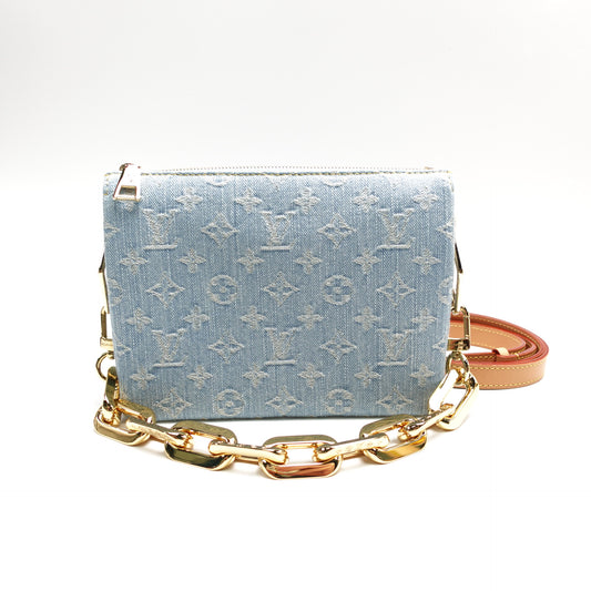 Pre-Owned Louis Vuitton Coussin BB Blue Denim Shoulder Bag T10470803
