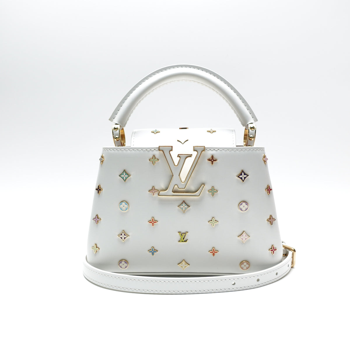 Pre-owned Louis Vuitton Capucines White Calfskin Shoulder Bag - Deposit