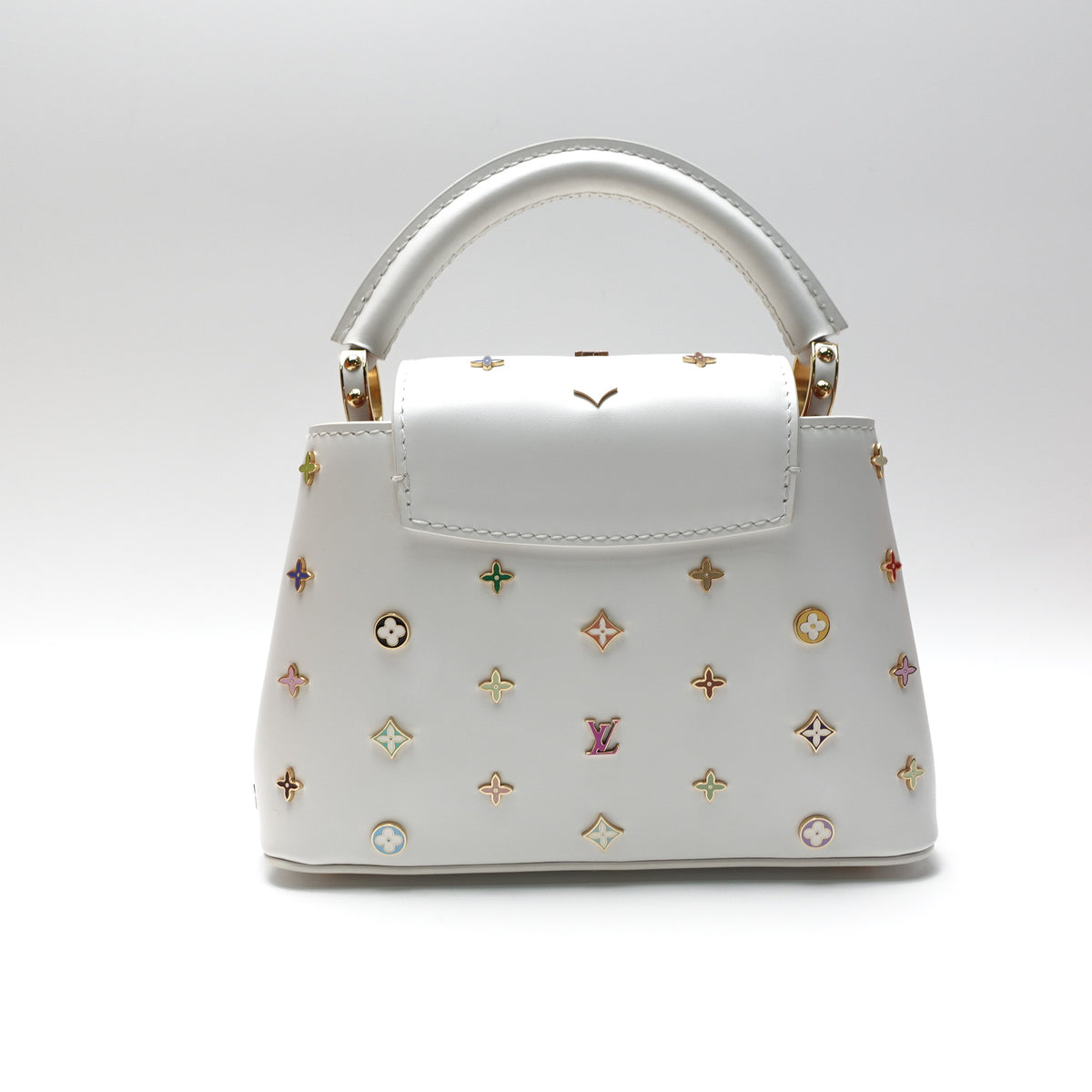 Pre-owned Louis Vuitton Capucines White Calfskin Shoulder Bag - Deposit