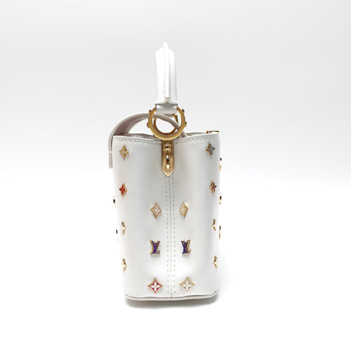 Pre-owned Louis Vuitton Capucines White Calfskin Shoulder Bag - Deposit