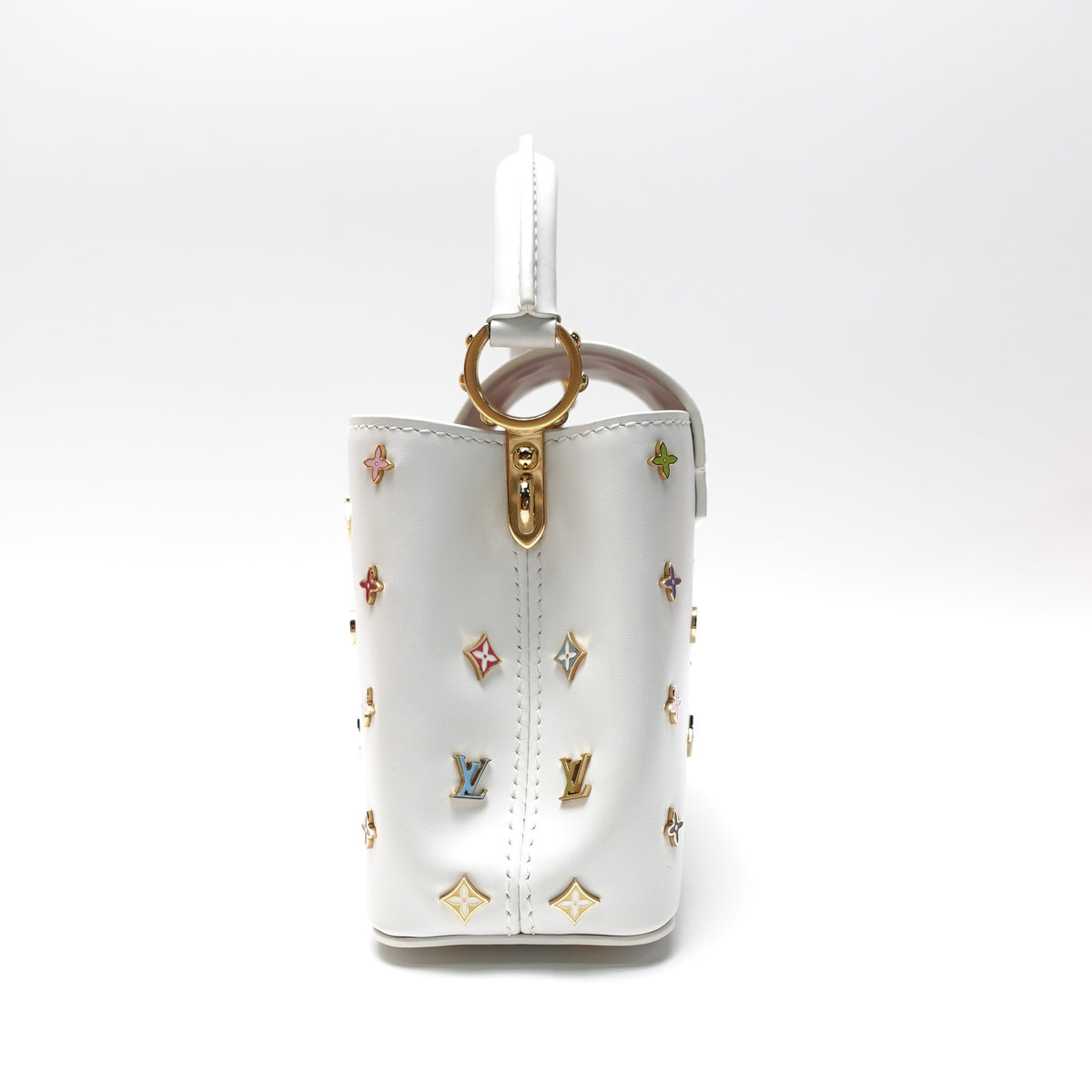 Pre-owned Louis Vuitton Capucines White Calfskin Shoulder Bag - Deposit